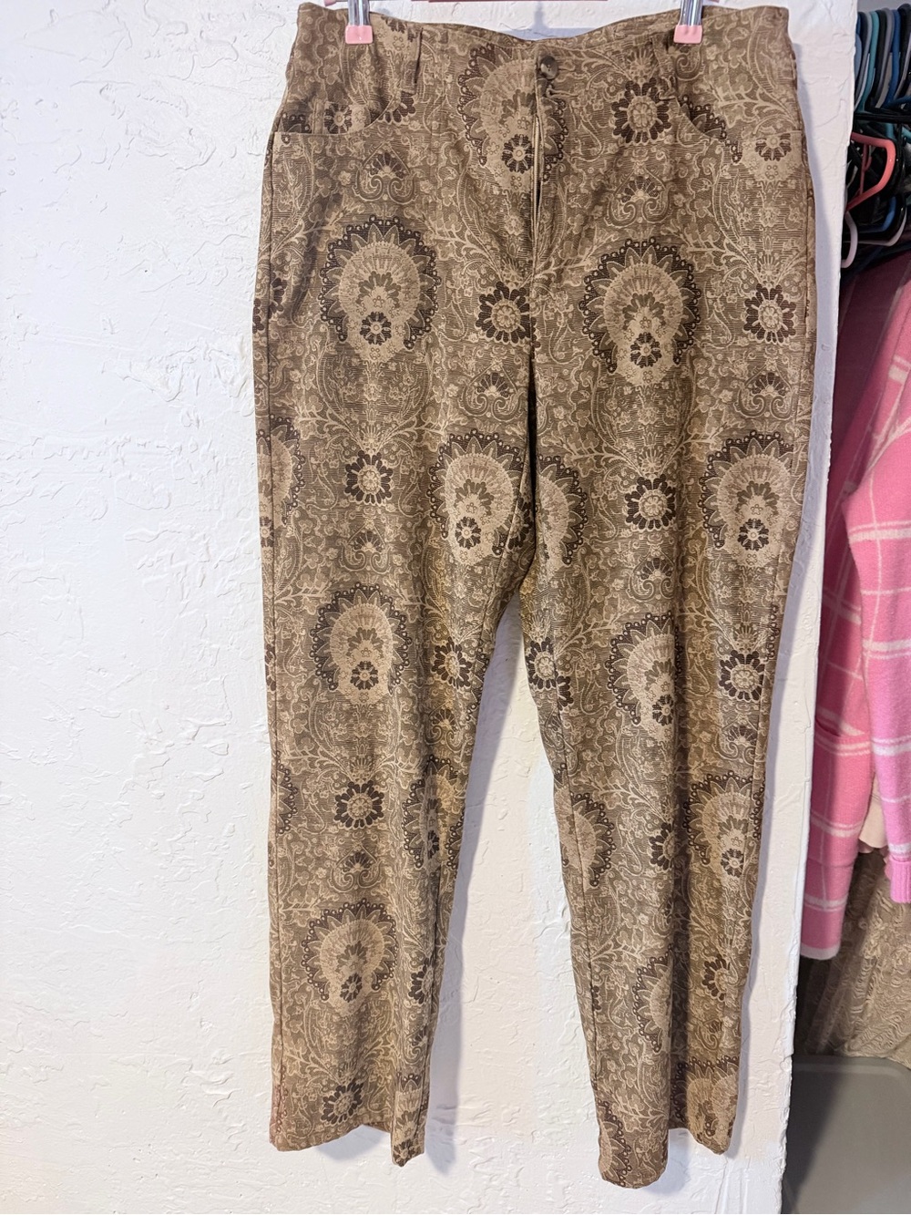 Boho Paisley Print High-Rise Trousers - Brown